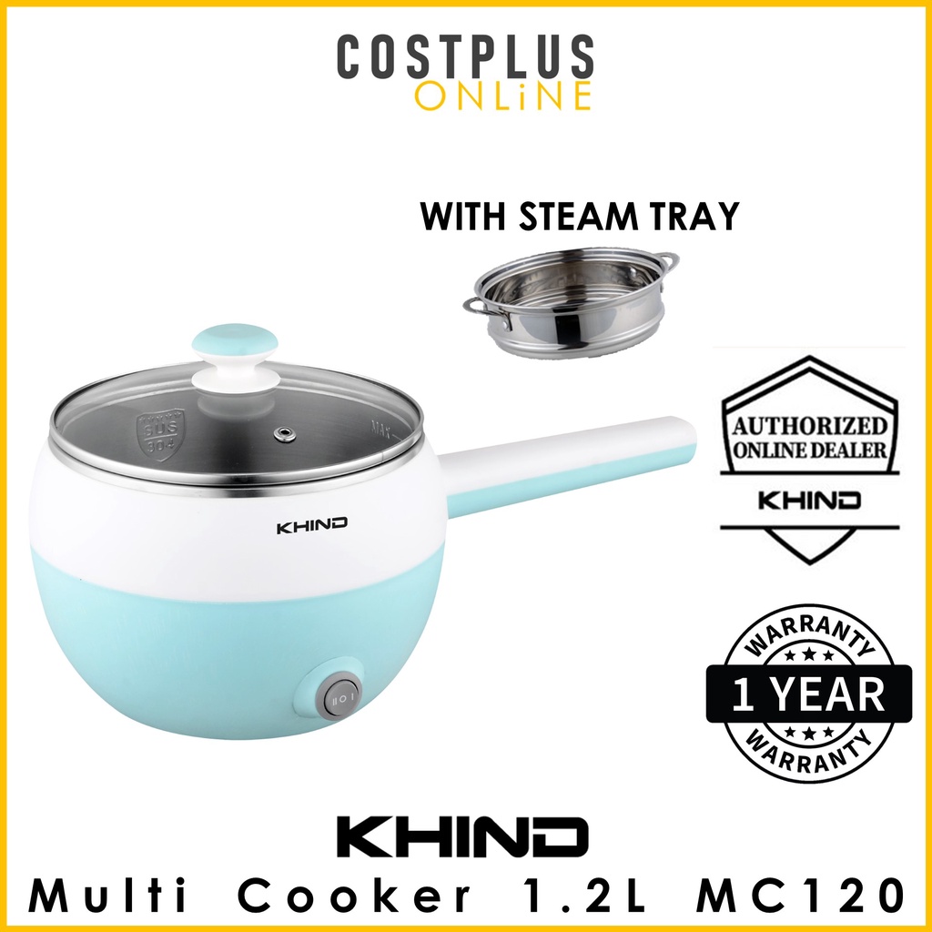 Khind Mini Multi Cooker 1.2L MC120 / MC12S Stainless Steel with Rice Scoop Steam Tray Egg Cooker