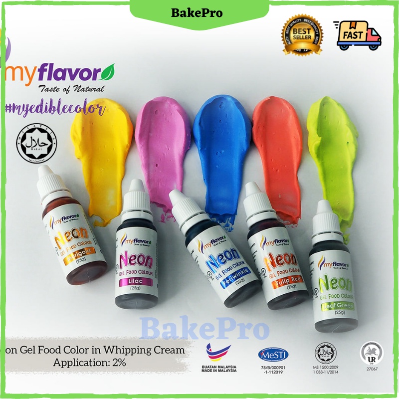 BakePro 25g My Flavor Neon Gel Food Colouring Pewarna Makanan MyFlavor