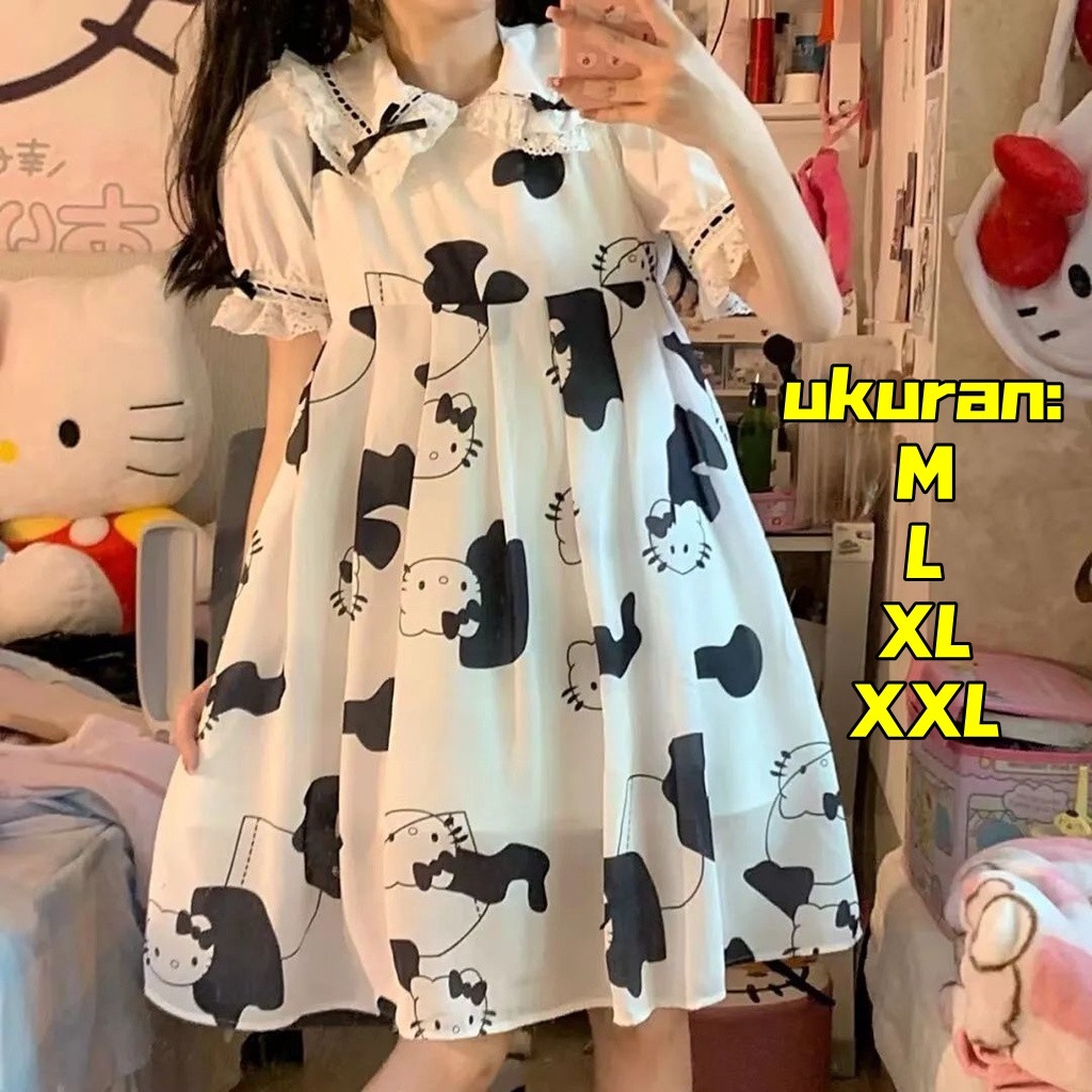 Baju Tidur Hello Kitty Dewasa Japanese Ins Nightdress Female Summer