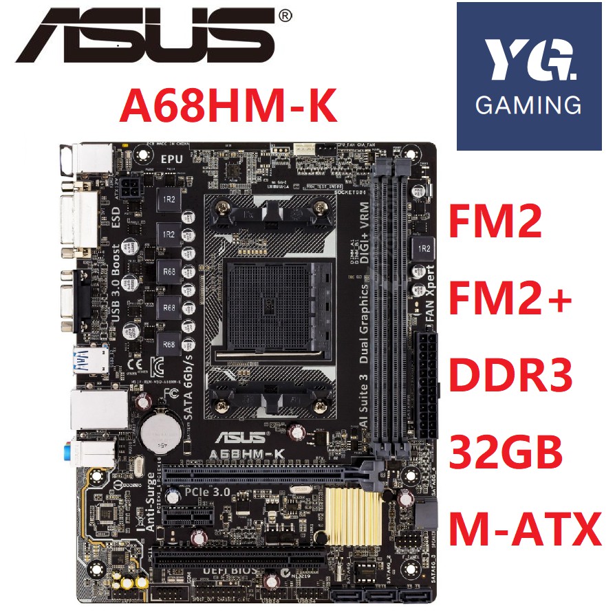 Asus A68HM-K Desktop Motherboard AMD A68H Chipset Socket FM2/FM2+ Support 7650K 7400K used Motherboard | Shopee Malaysia