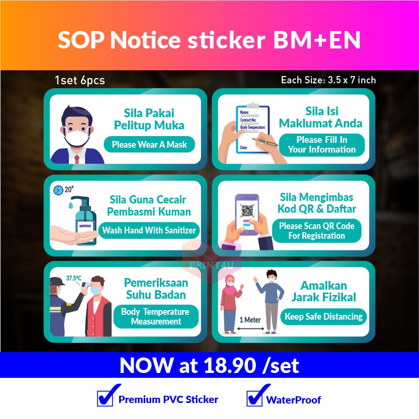 PRINT4U BM+ENG SOP NOTICE SIGN STICKER set | Shopee Malaysia