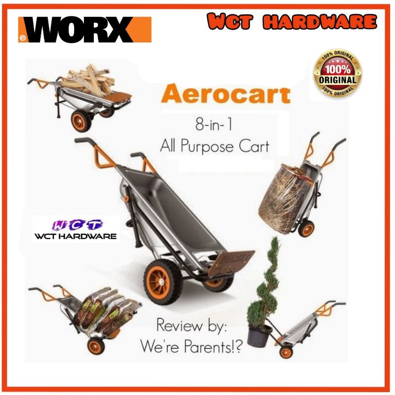 WORX WG050 AEROCART 8IN1 WHEELBARROW / YARD CART / DOLLY Shopee