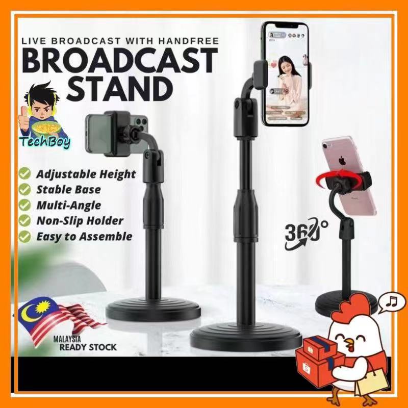 TECHBOY Phone Stand Clip Holder Kaki Mobile Fon Klip Meja Mini Live