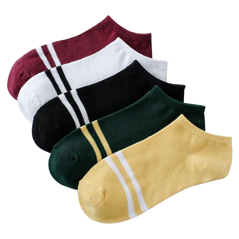 1Pairs Unisex Stripe Comfortable Cotton Sock Slippers Short Ankle Socks