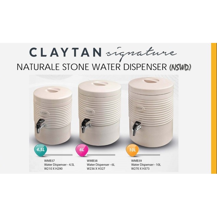 Claytan Signature Ceramic Naturale Stone Water Dispenser 4.5L & 6L