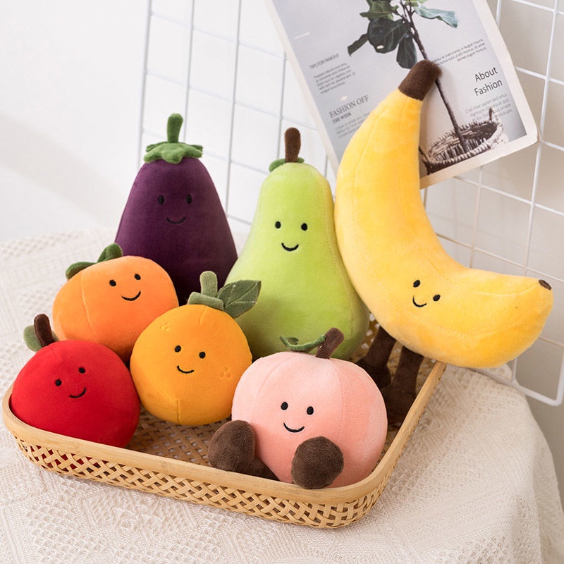 Soft Cute Pear Peach Banana Eggplant Plush Toys Cute Stuffed Pillow