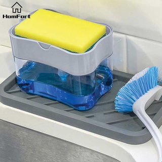 Image of Homfort Dishwash Dispenser Soap Dispenser Sponge Holder Kitchen Tool Soap Pump Liquid Sponge Holder Soap Caddy