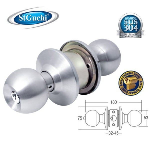 St Guchi SGTL 527 SS/AC Tubular Knob Cylindrical Cylinder Door Lock