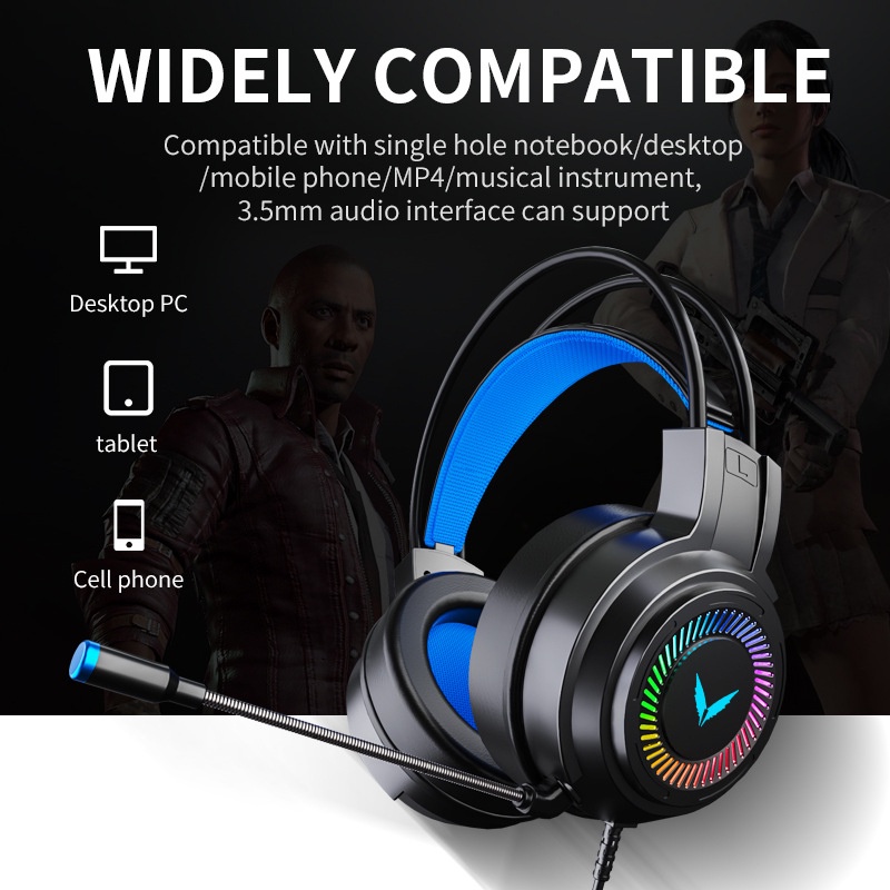 NEW G60 Gaming Headphones Gamer Headsets Surround Sound Stereo Wired USB Earphones&Microphone Colourful Light PC Laptop