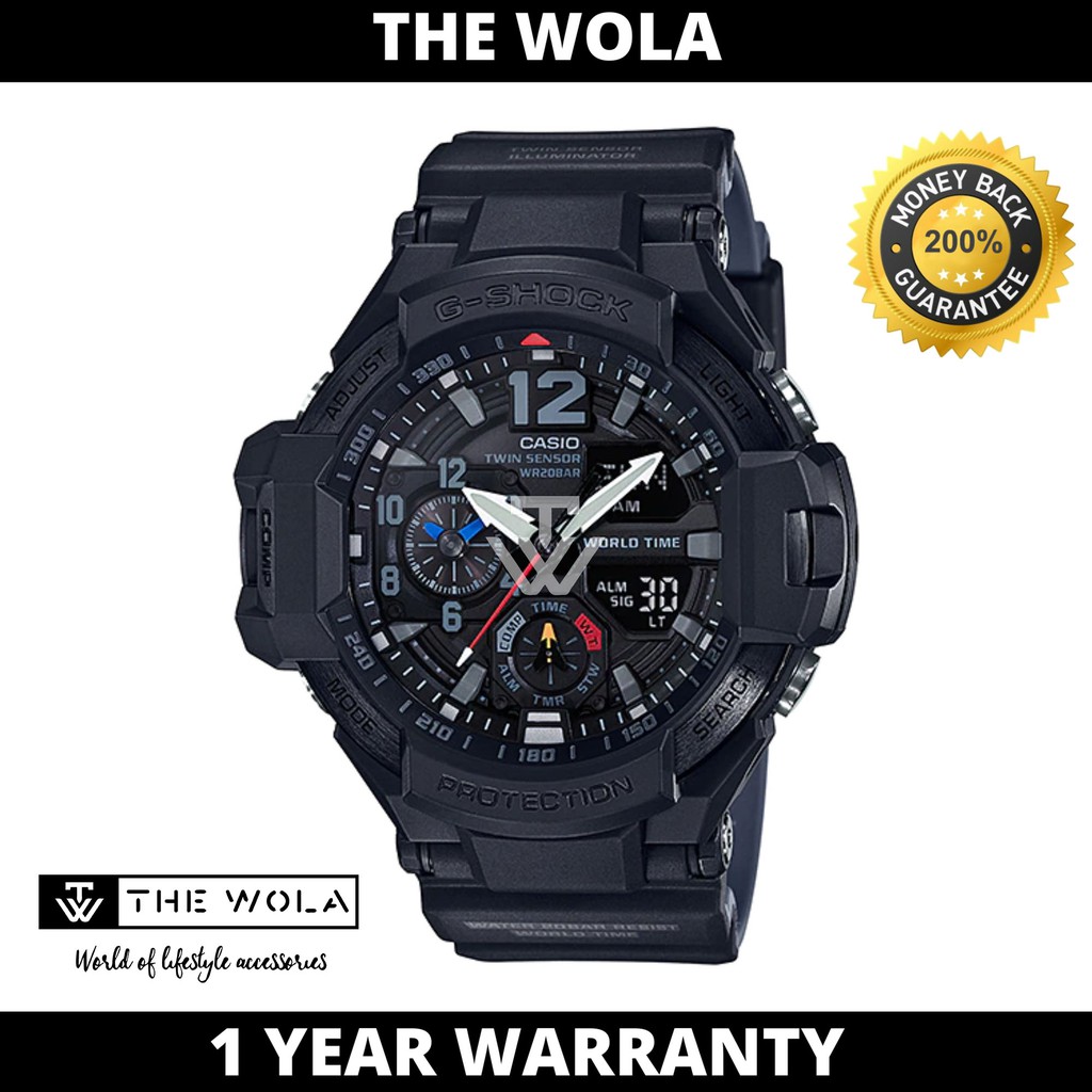 Casio G-Shock Men's Analog Digital GA-1100-1A1DR MASTER OF G Series GRAVITYMASTER Black Resin Sport Watch