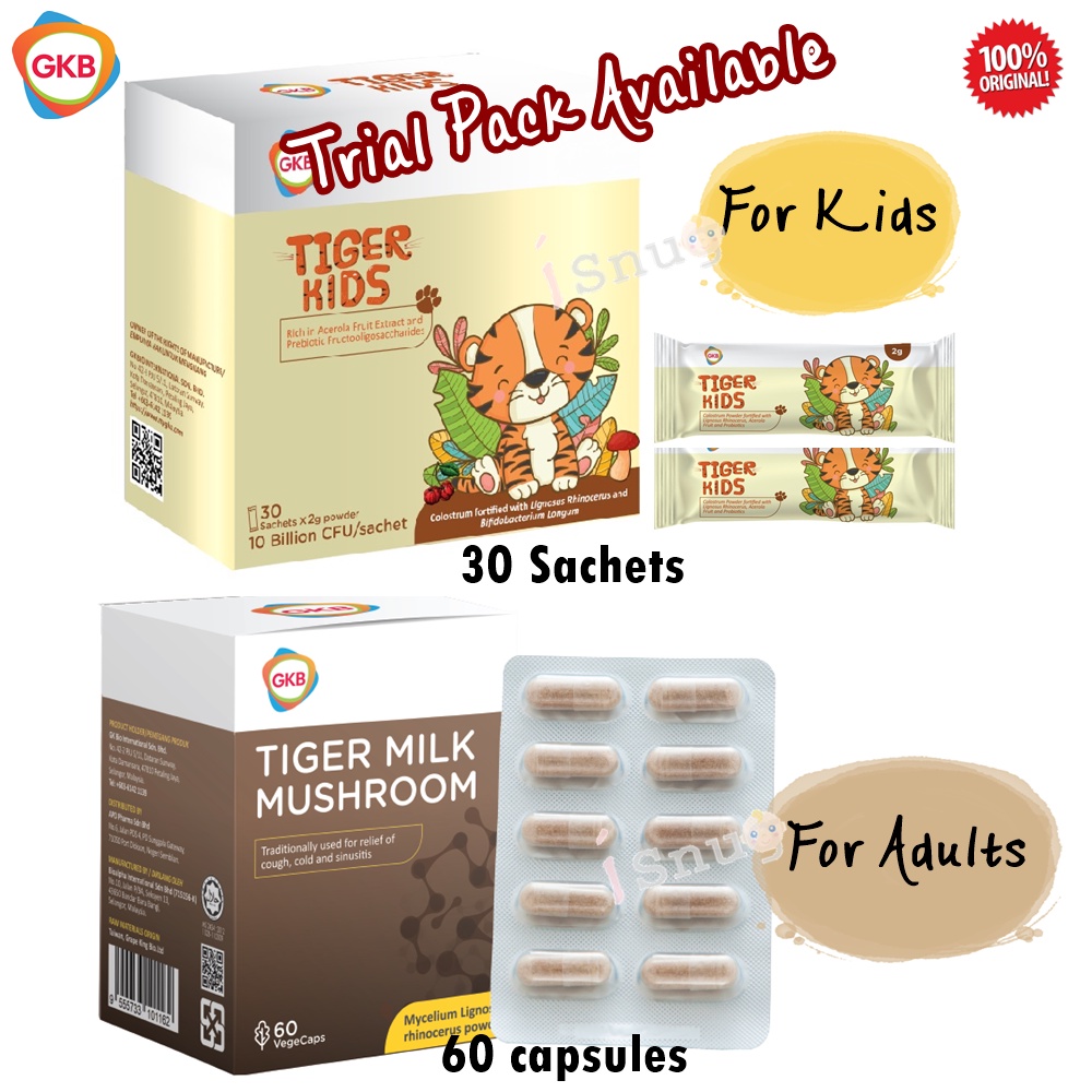 虎乳灵芝 GKB Tiger Milk Mushroom Adult - 60 vegecaps Children Tiger kids 30