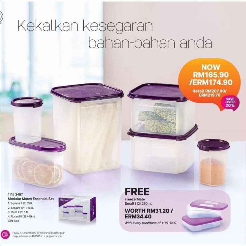 🔥READY STOCK Tupperware Modular Mates Essential Set (8pcs) with Gift Box / MM Essential