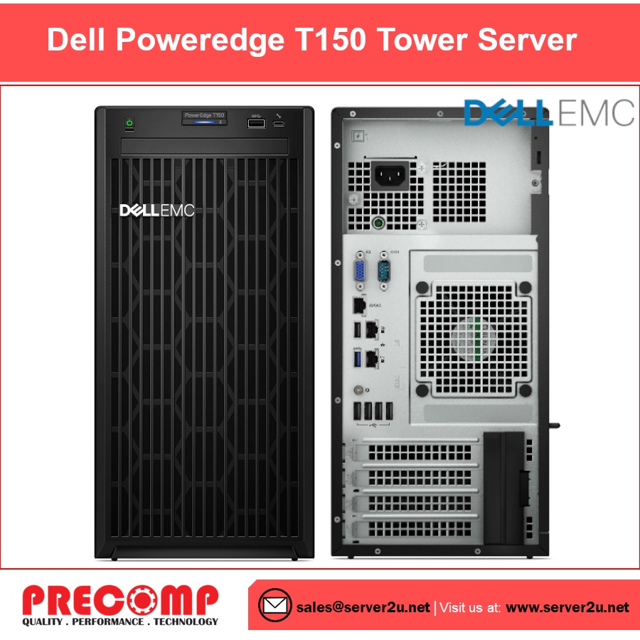 Dell PowerEdge T150 Tower Server (E-2324G.8GB.2TB) (T150-E2324G ...