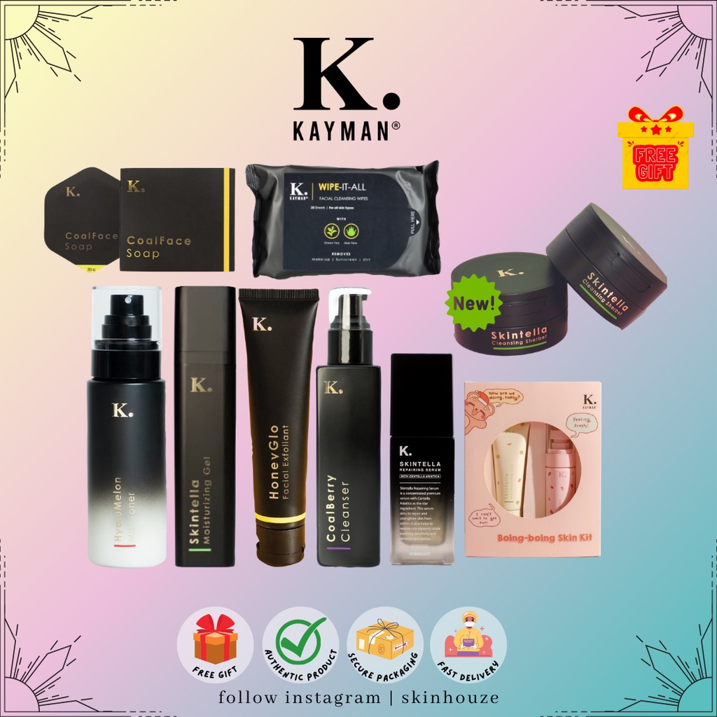 Kayman Beauty[HydraMelon Toner Mist, CoalSoap , Skintella Moisturizing Gel, Honey Glo Facial