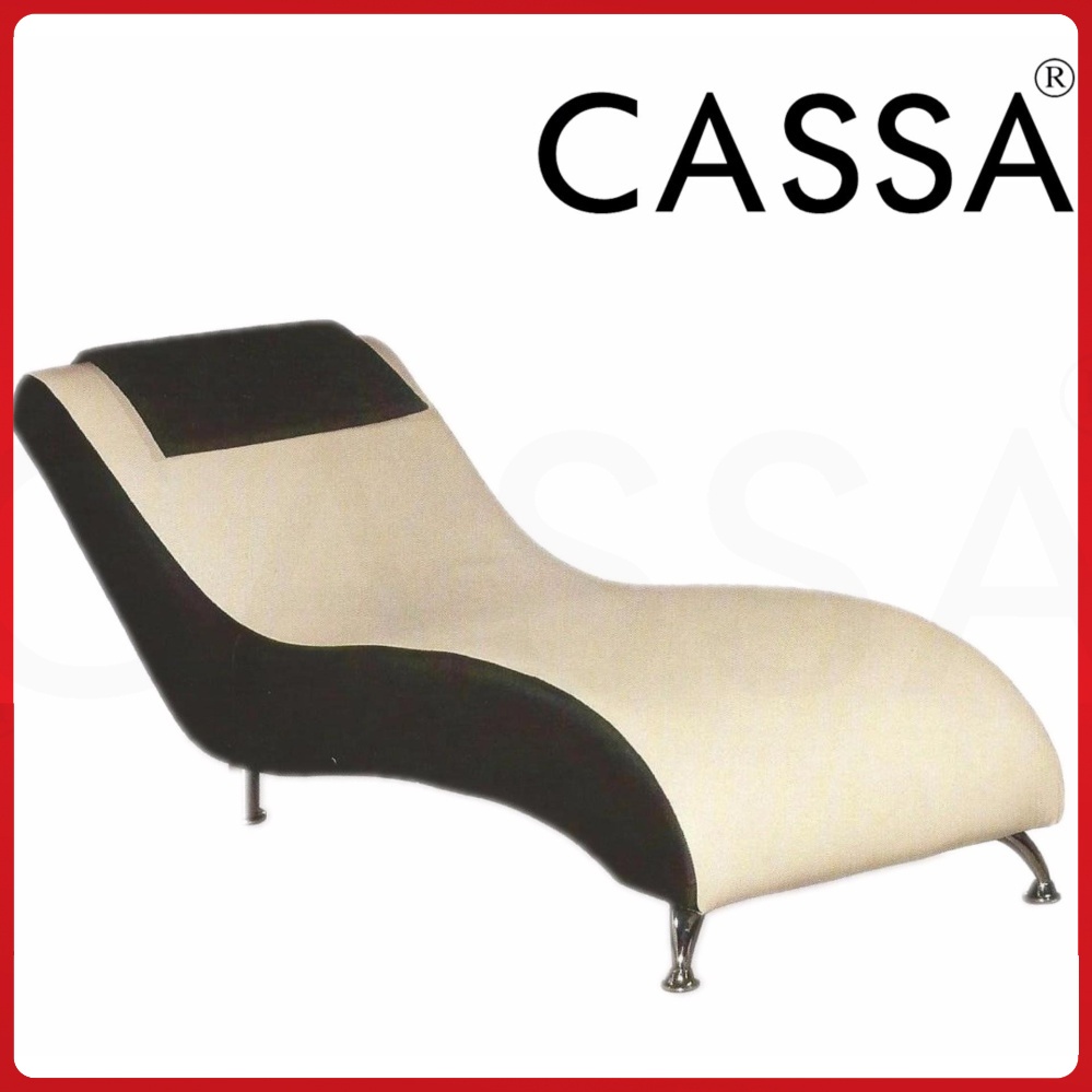 Cassa Miami Modern Relax Lounge Chair Chaise Long PU 1 Seater Sofa (White Black)