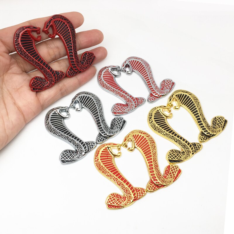 2pcs   Set 3d Metal Cobra Snake Logo Car Stickers Rear Trunk Emblem 