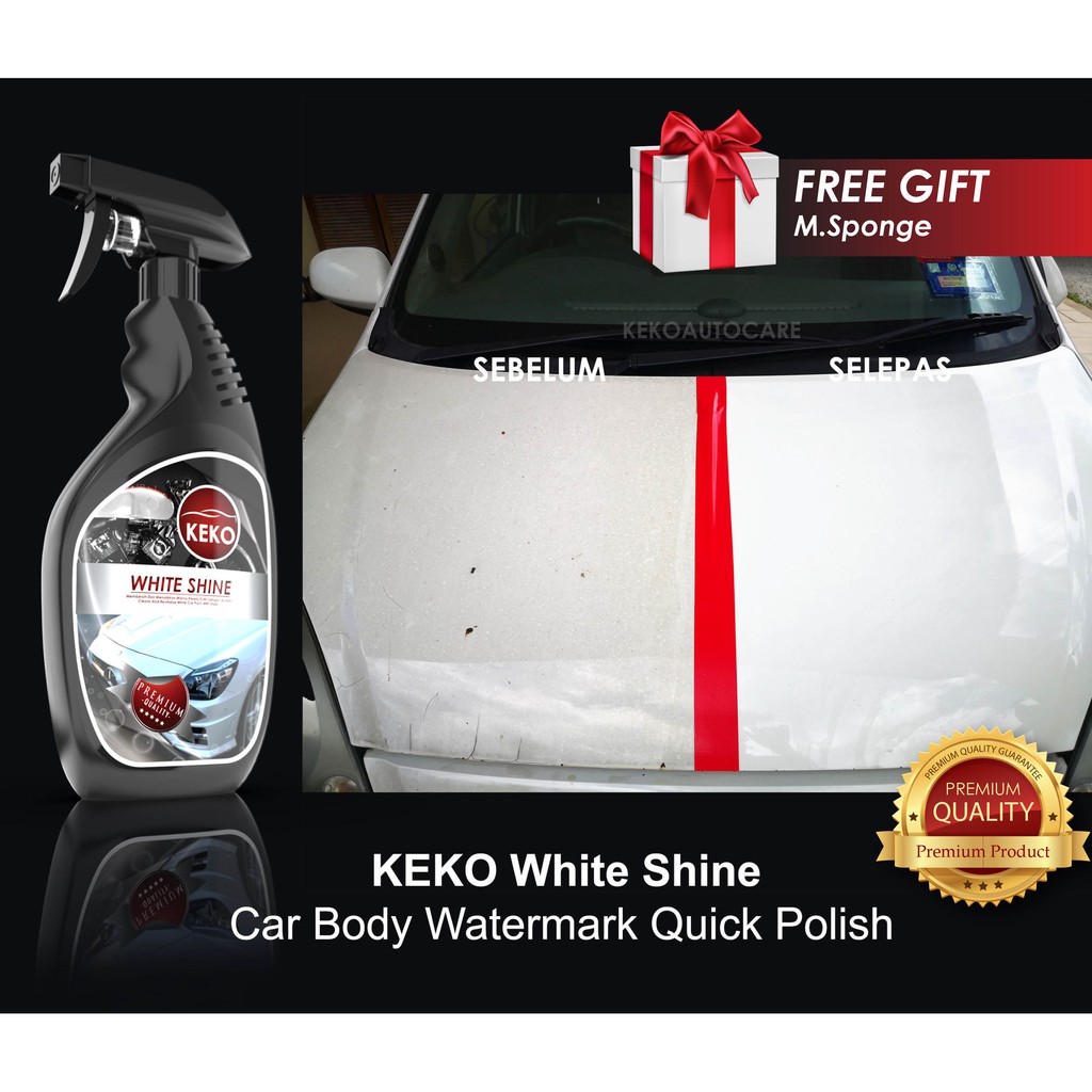 Cuci kesan air  pada cat  kereta putih  KEKO White Shine 