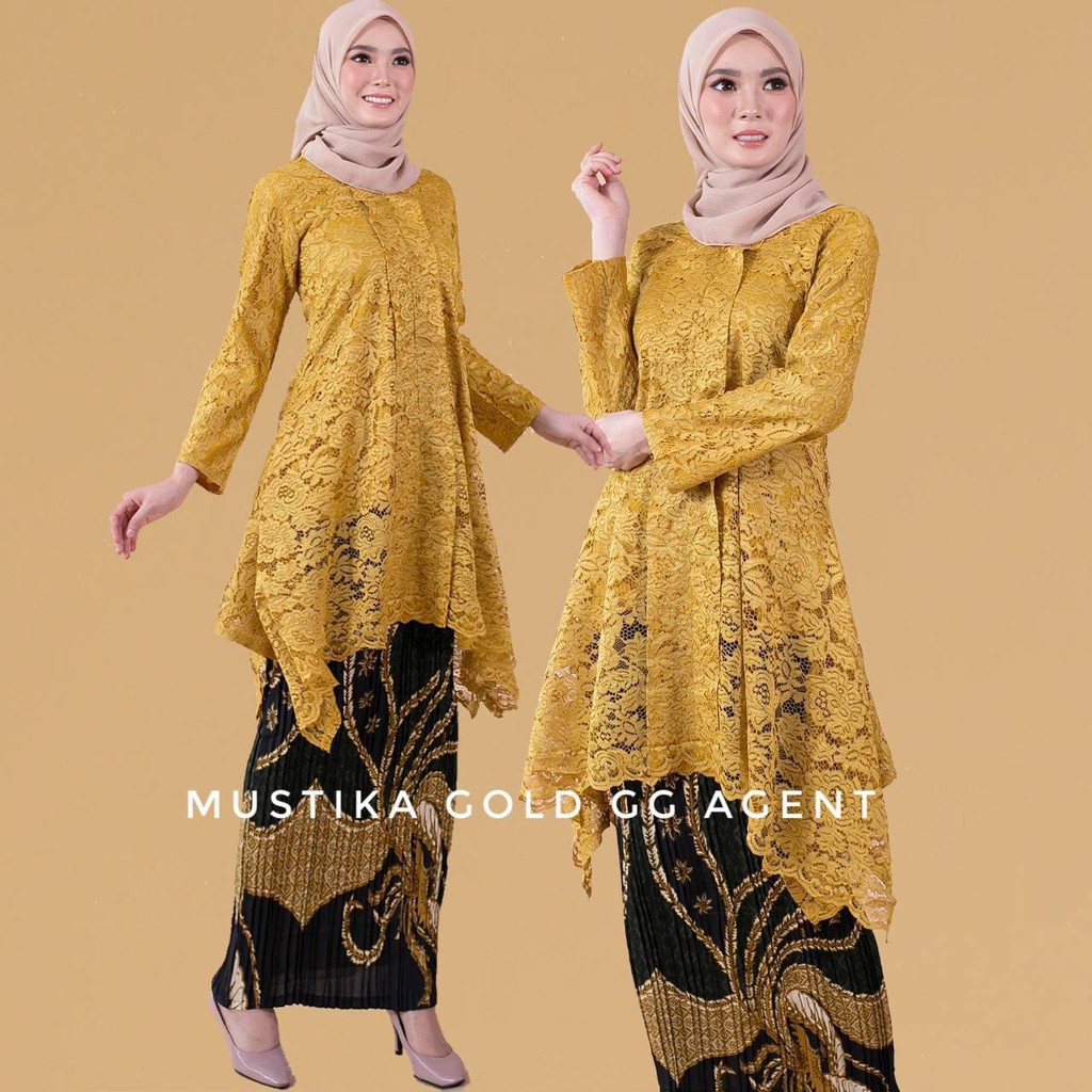 (SM-XL ) MUSTIKA KEBAYA LACE MODEN KLASIK + BATIK PLEATED SKIRT ...