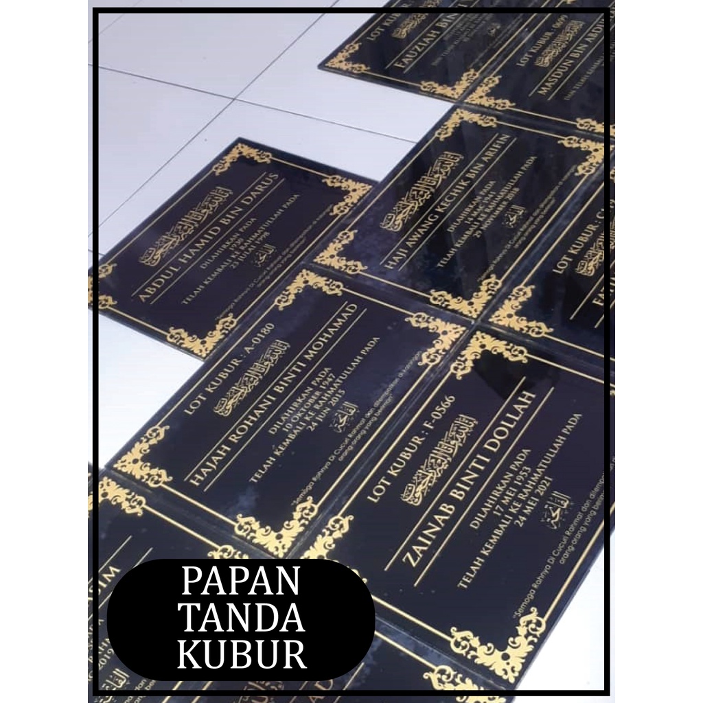 PAPAN PENANDA NAMA KUBUR/PAPAN TANDA KUBUR/PLATE KUBUR/SIGNAGE KUBUR