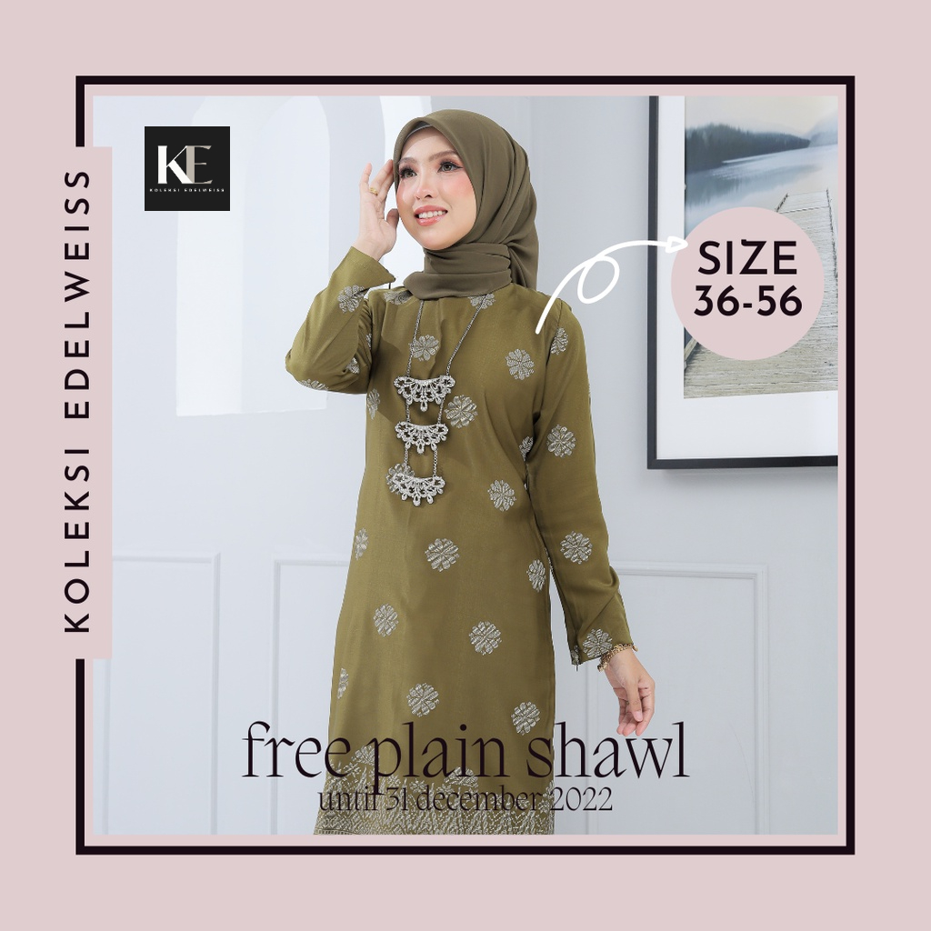 Baju Kurung Moden Songket Tabur Olive Green Plus Size Baju Melayu Hijau