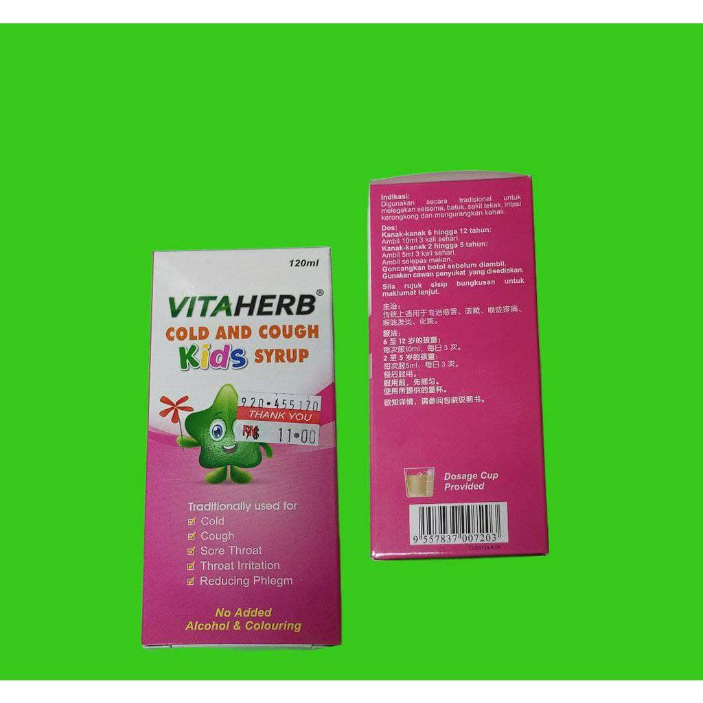 Original Vitaherb Cold And Cough Kids Syrup 120ml Ubat Batuk Selsema Kanak Kanak Shopee Malaysia