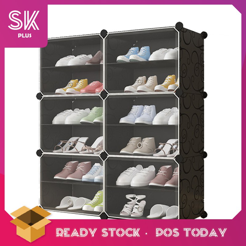 Skplus Diy Magic 6 Cube Magic Cube Storage Shelf Simple Wardrobe Shoe Rack Organizer Shopee Malaysia