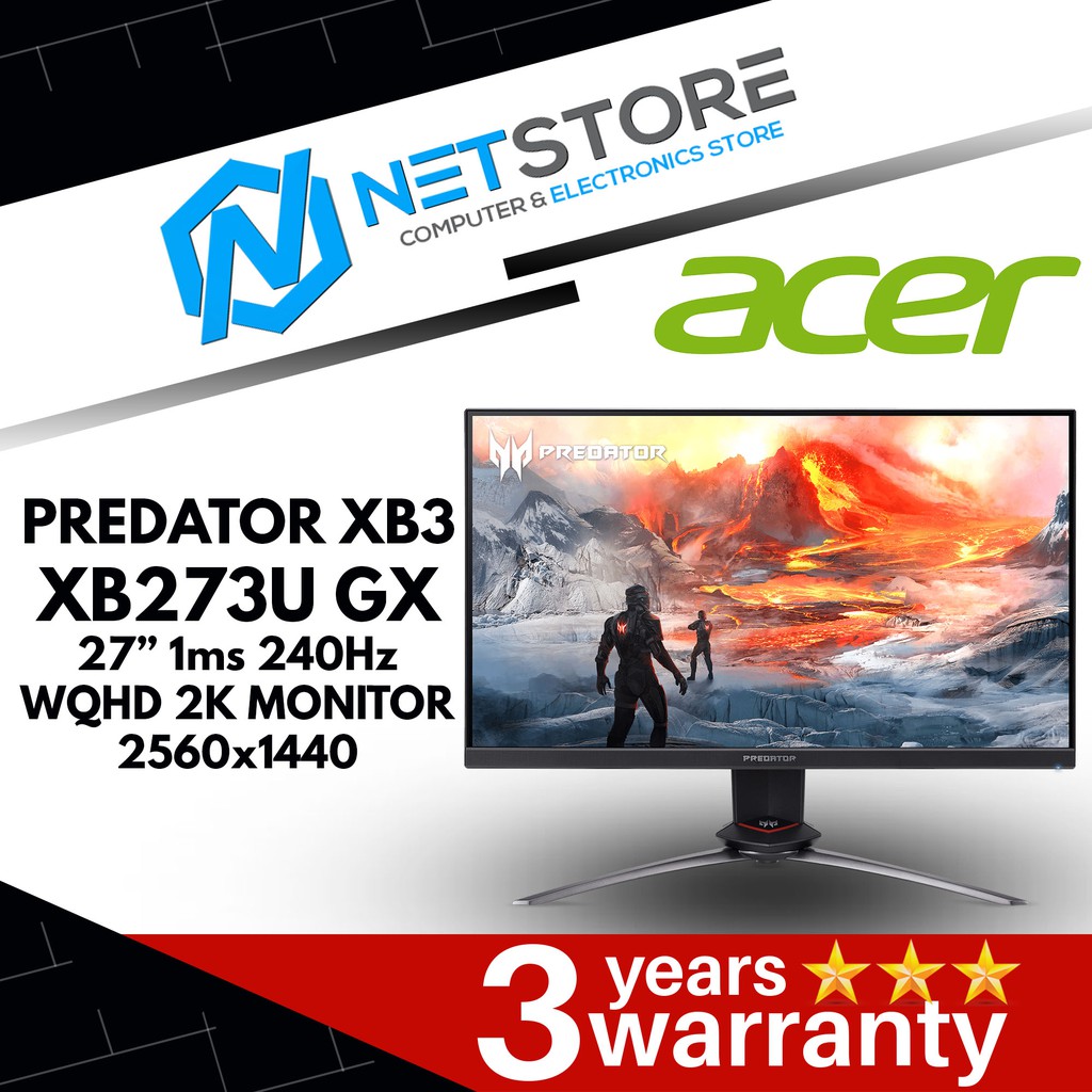 Acer Predator Xb3 Xb273u Gx 27 Wqhd 2k 240hz 1ms G Sync Gaming Monitor Xb273u Gxbmiipruzx Xb273ugx Shopee Malaysia