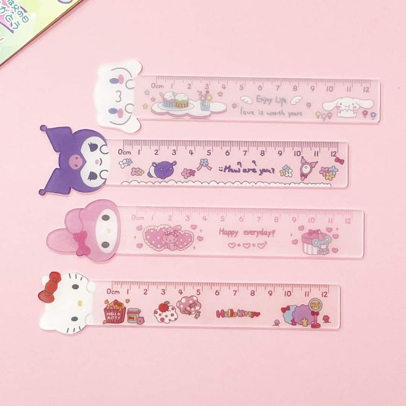 Hello Kitty My Melody Transparent Acrylic 12cm Ruler Measuring Ruler ...