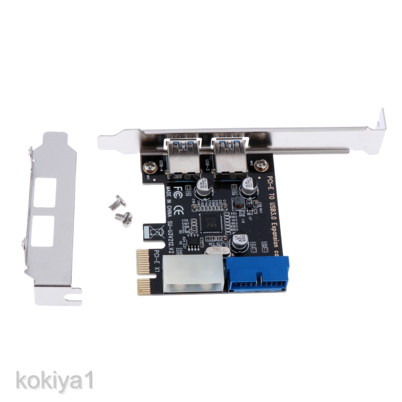 PCI-E to USB 3.0 2 Ports PCIe Expansion Card 19 Pin Power Connector 5Gbps
