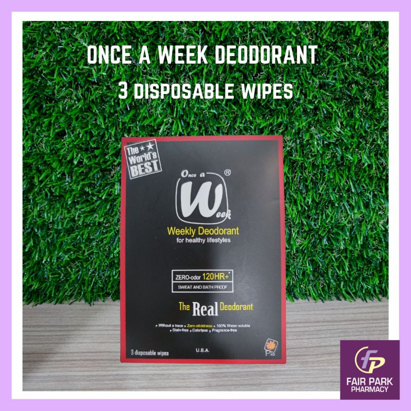 FPpharmacy OnceAWeek Deodorant Wipes (3 wipes per pack) Zeroodor