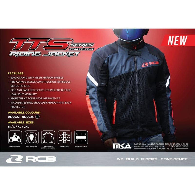 RCB Official TTS Series Riding Jacket Baju Jaket Ride Motor Reflective ...