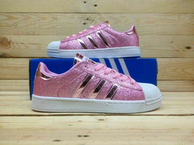 adidas superstar glitter pink