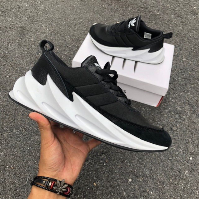 adidas shark black and white