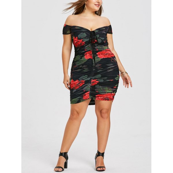 plus size ruched bodycon dress