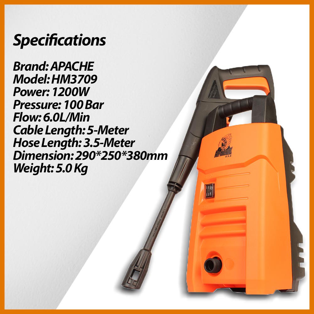 Apache Turbospray Hm3709 100 Bar High Pressure Cleaner Water Jet Sprayer Washer Car Wash Super Heavy Duty Motor Shopee Malaysia