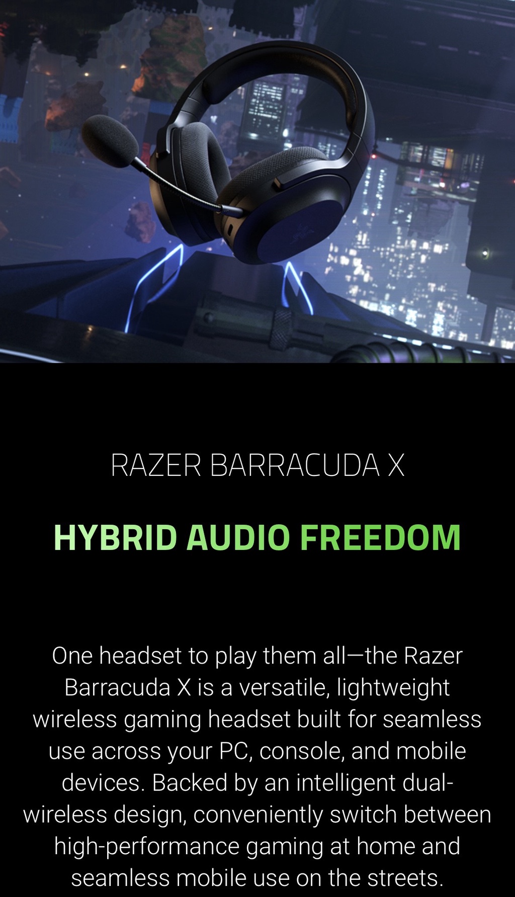 Razer Barracuda X (2022) - Wireless Gaming and Mobile Headset Black