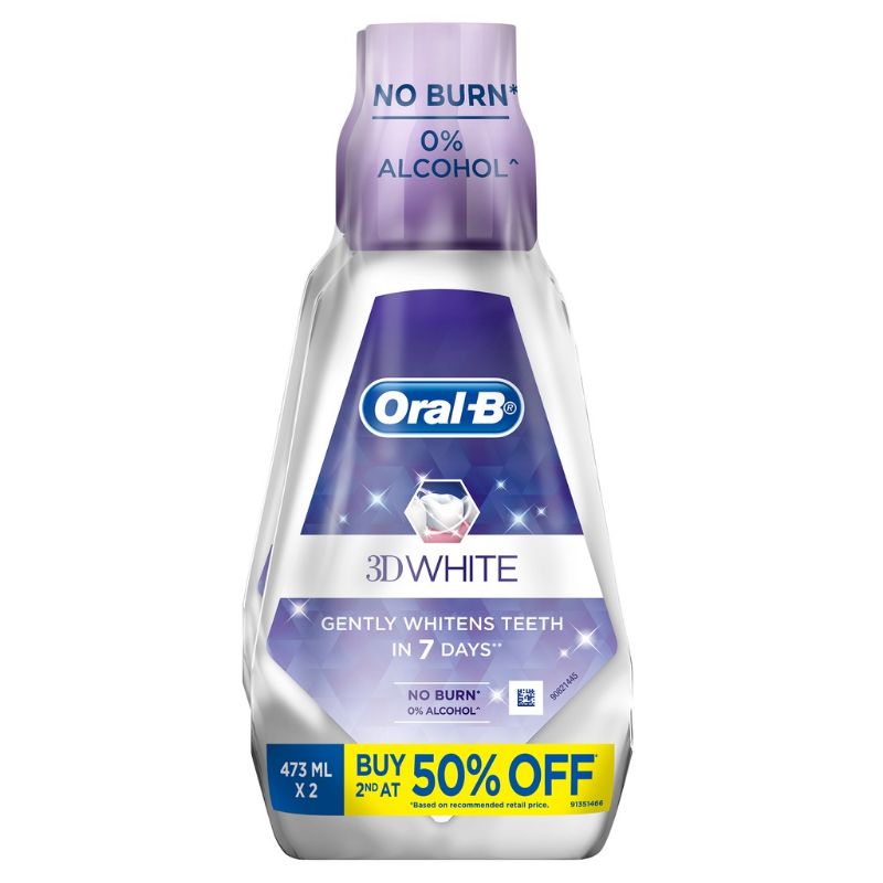 Oral-B 3D White Mouthwash 2x473ml