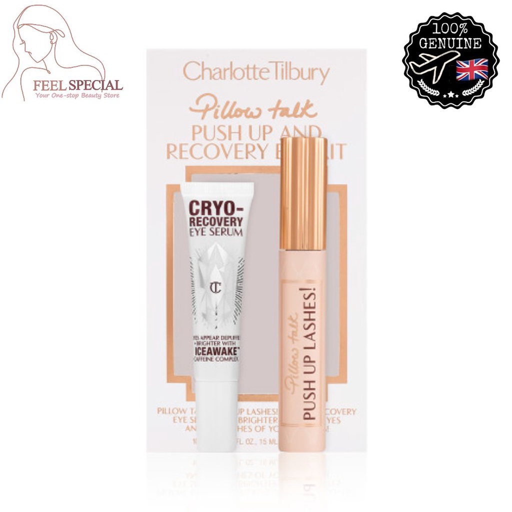 KL READY STOCK | CHARLOTTE TILBURY Pillow Talk Push Up & Recovery Eye Kit - Cryo Serum Lashes Mascara Black