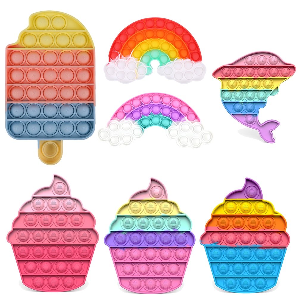 Versatile Quality 2021 Tiktok Pop It Murah Push Bubble Fun Ice Cream Shaped Fidget Reusable Children Adult Stress Rel... - Image 3