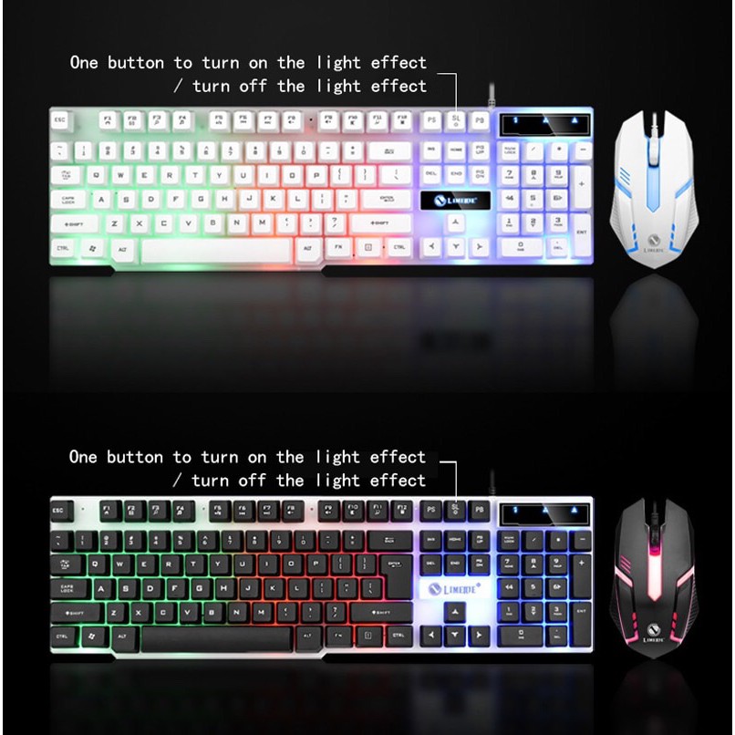 Keyboard Gaming Colorful LED Illuminated Backlit USB Wired PC Rainbow Gaming Keyboard Mouse Set Clavier Gamer Teclado Ga