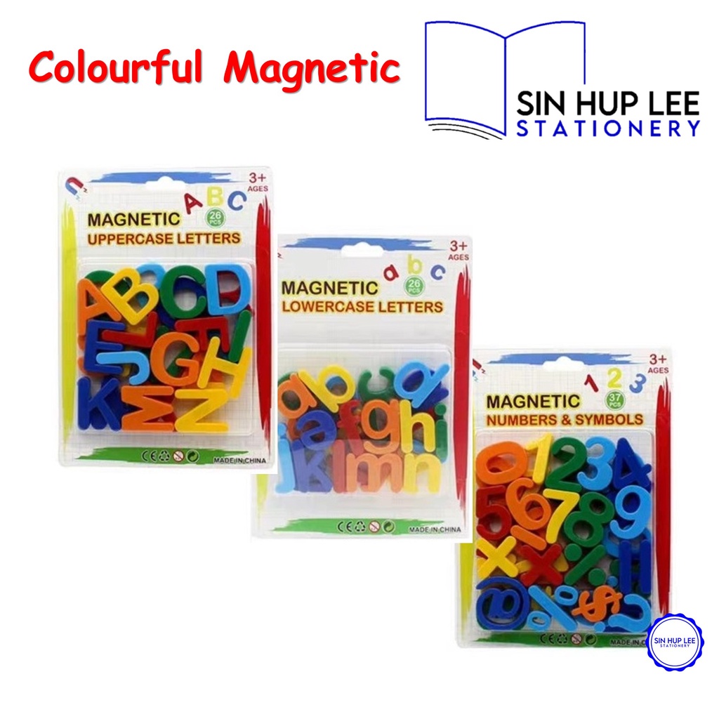 Magnetic Colourful Uppercase / Lowercase Alphabets Letters Numbers ...