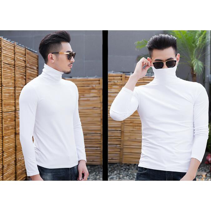 Lelaki Kolar T Shirt Tinggi Pakaian Lengan Panjang Tee Baju Musim Sejuk Lelaki T Shirt Shopee Malaysia