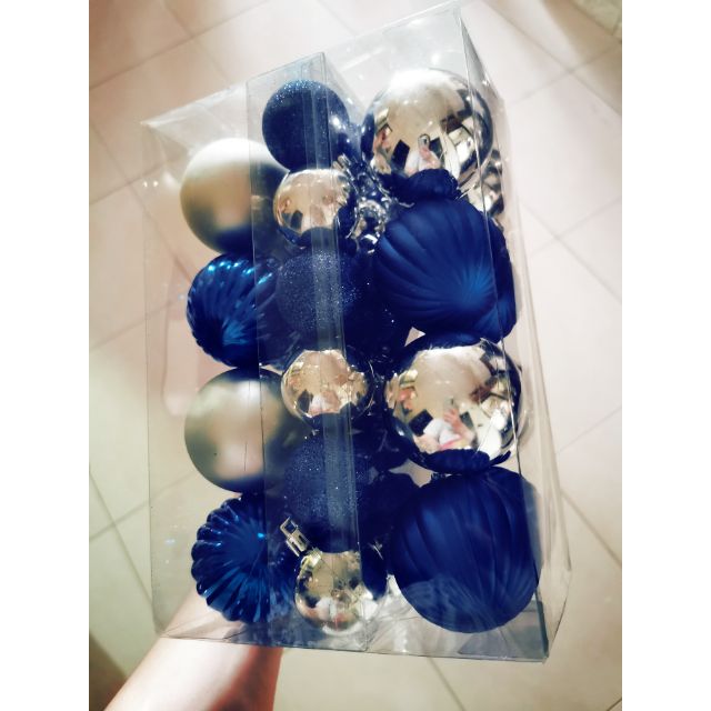 Christmas Tree Deco Ball Blue And Silver Shopee Malaysia