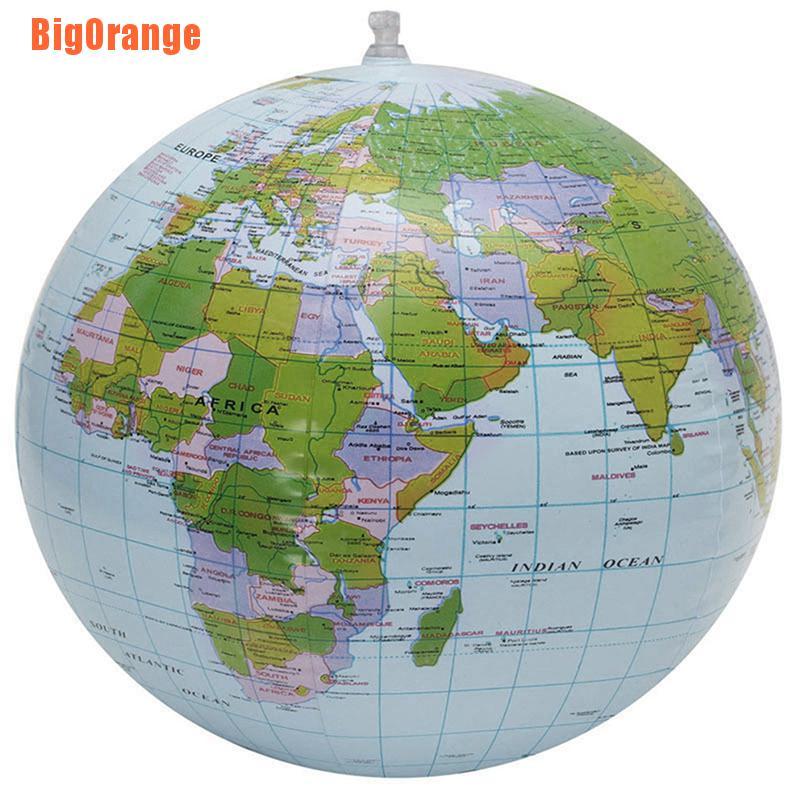 Big Orange>=<38Cm Inflatable Globe World Earth Ocean Map Ball Geography Learning Beach Ball