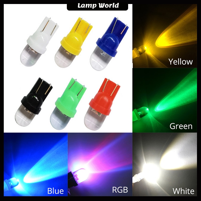 【Ready Stock】1pcs T10 W5W 194 168 Led Car Auto Reading Bulb Wedge Instrument Light Side Dashboard Number Plate Lamp White Blue Red Yellow RGB 12V