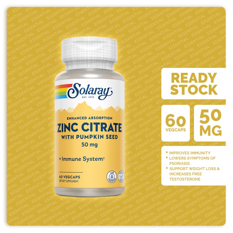 [Ready Stock] [EXP 03/2025] Solaray Zinc Citrate with Pumpkin Seed ( 50