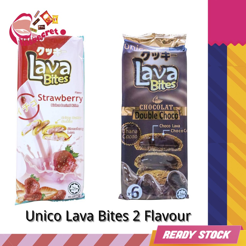 Buy Ready Stock Unico Lava Bites Double Choco Strawberry Biscuit 6pcs 1 60g Halal Biskut 双倍巧克力 草莓流心饼干曲奇饼干coklat Seetracker Malaysia