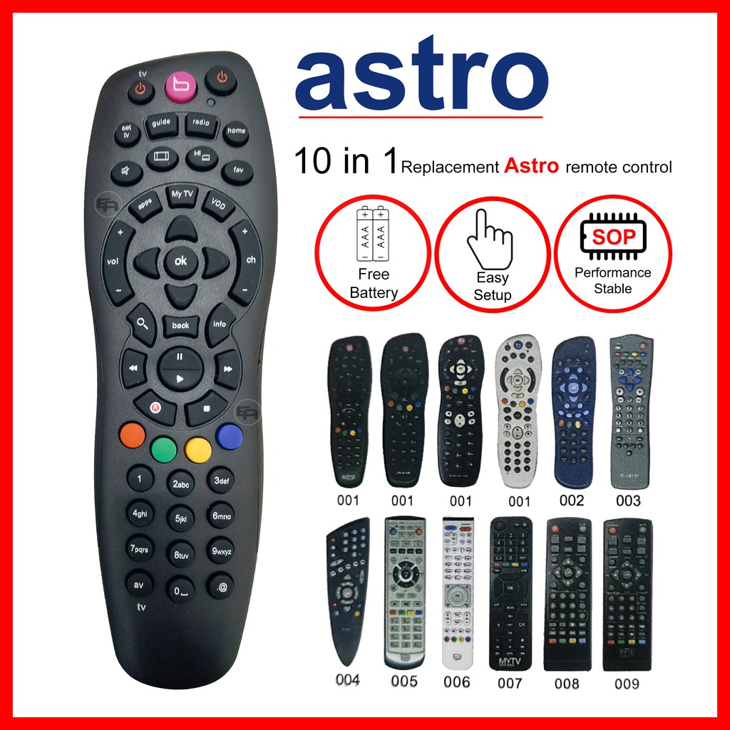 Replacement Astro REMOTE CONTROL 10 in 1 For ASTRO PVR, ASTRO BEYOND