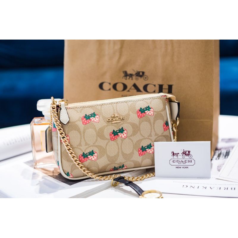 Coach Large Wristlet In Signature Canvas With Strawberry Print | Shopee  Malaysia