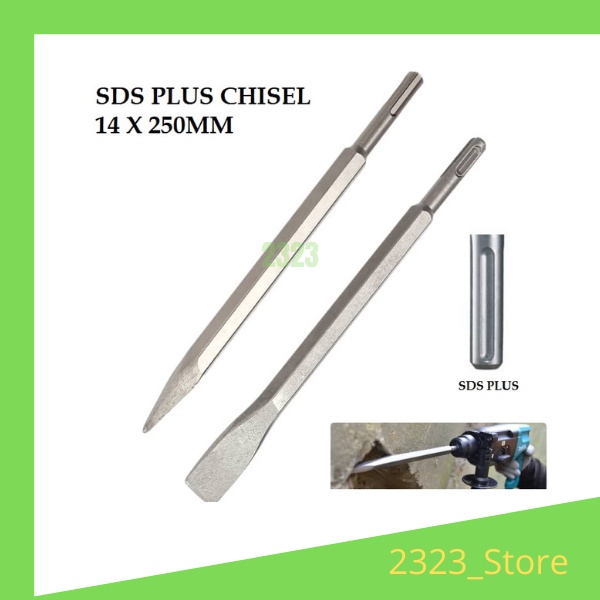 14 x 250MM SDS PLUS HAMMER CHISEL BIT ( FLAT / POINTED ) | Shopee Malaysia